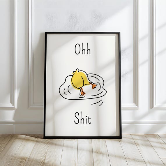 Funny Duck Line Art Print Minimalist Animal Lover Decor