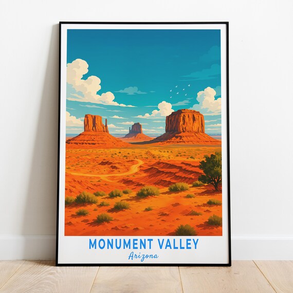Monument Valley Poster Travel Print Of Navajo Tribal Park Arizonautah Usa Gift