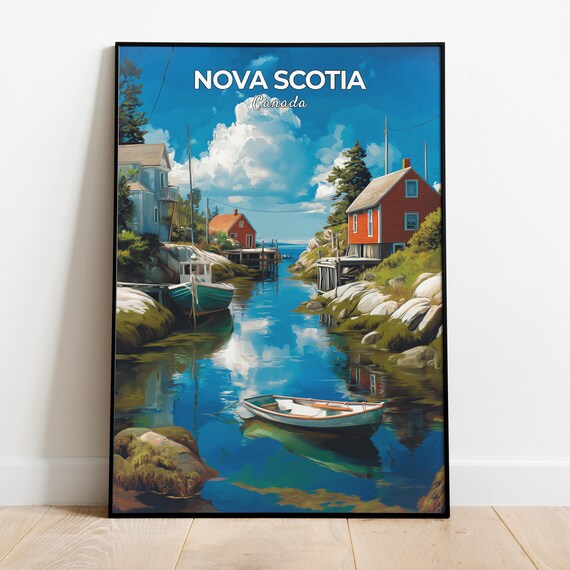 Nova Scotia Travel Poster, Coastal Cliffs Canada Gift