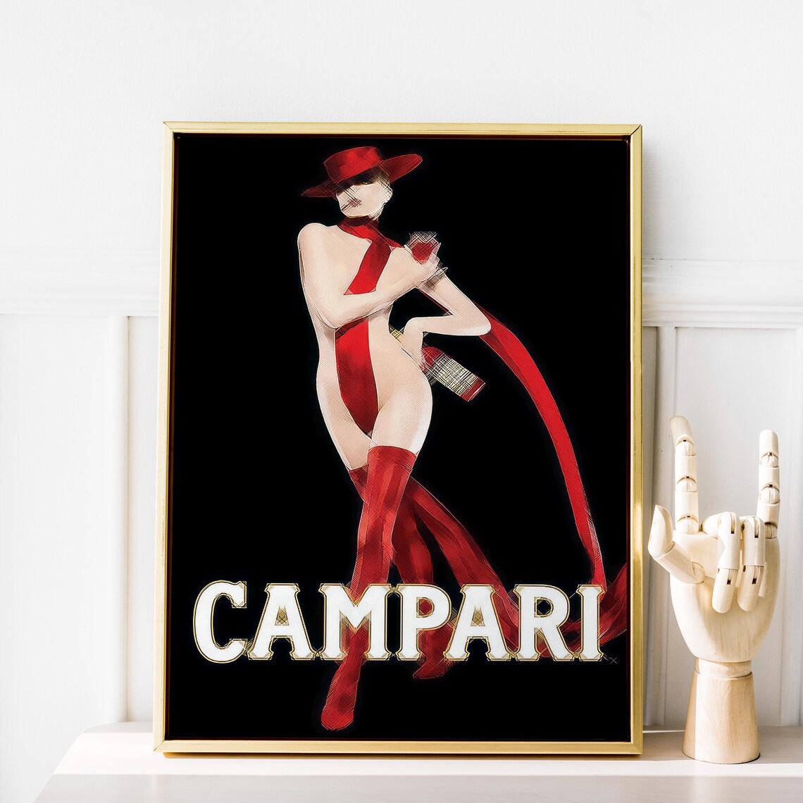 Vintage Campari Red Lady Classic Italian Advertising Art Poster - Image 2