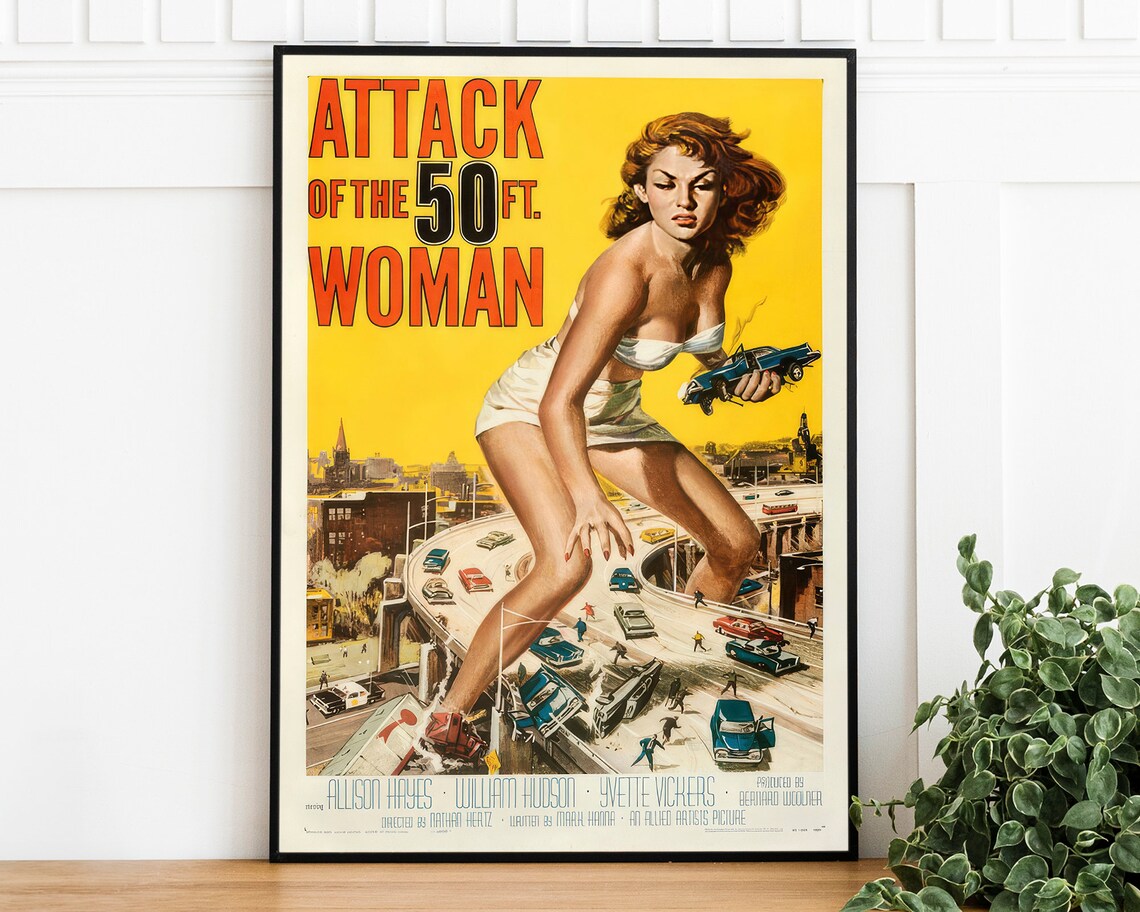 Attack Of The 50 Ft Woman Vintage 1950s Sci Fi Cult Movie Poster
