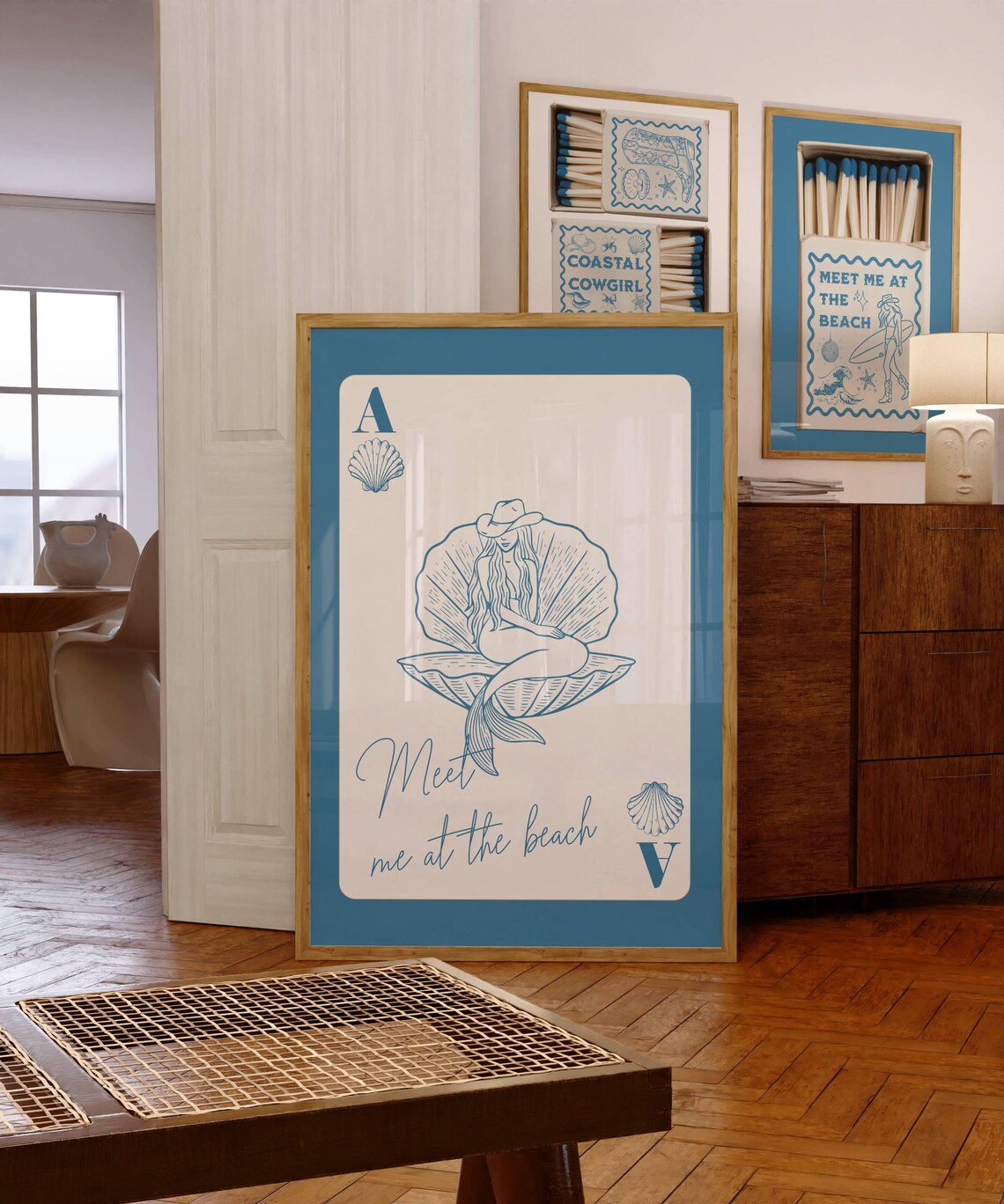 Coastal Cowgirl Blue Poster Meet Me At The Beach Print Millennial Granddaughter Gift Western Decor Beachy Ace Of Hearts