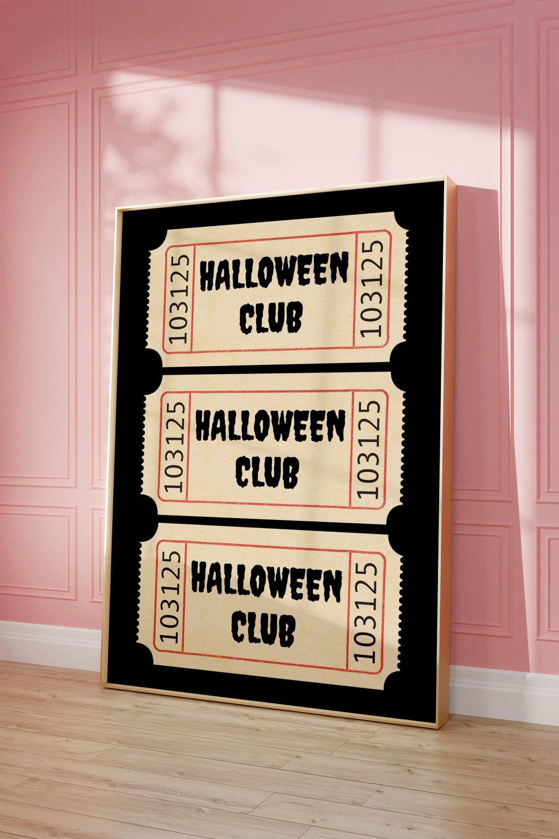 Halloween Club Vintage Ticket Stub Poster for Spooky Party Decor