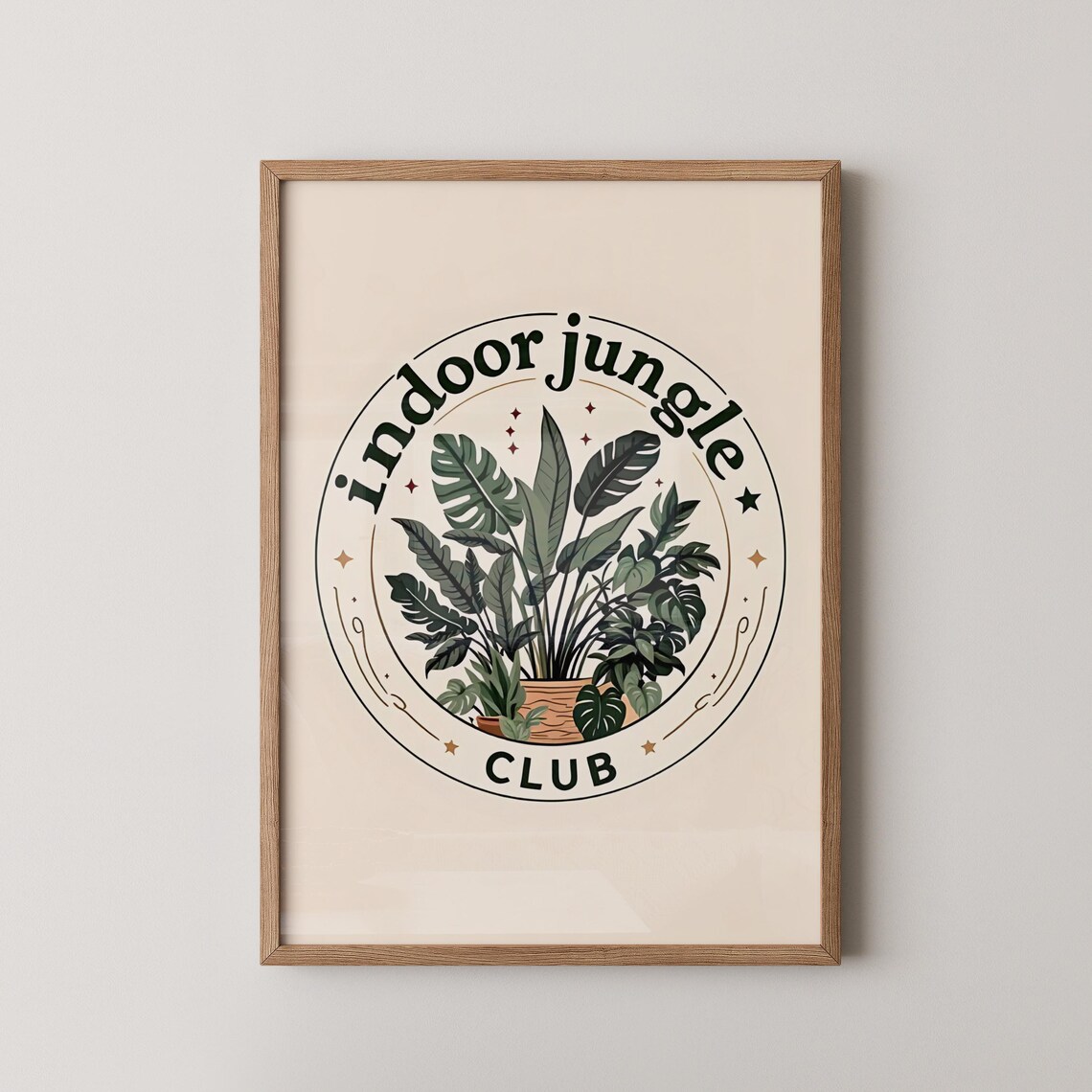 Indoor Jungle Club Tropical Houseplant Badge Botanical Poster