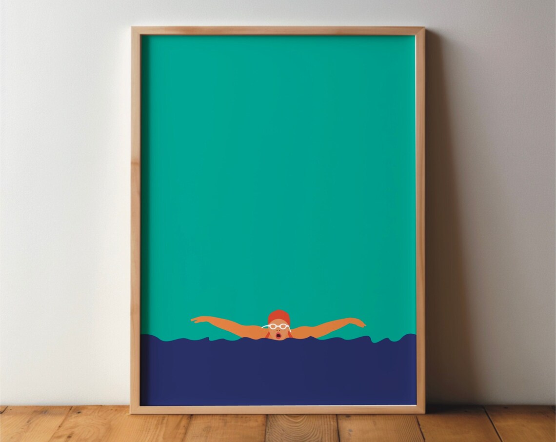 Swimmer Poster, Minimal Modern Sport Art Print