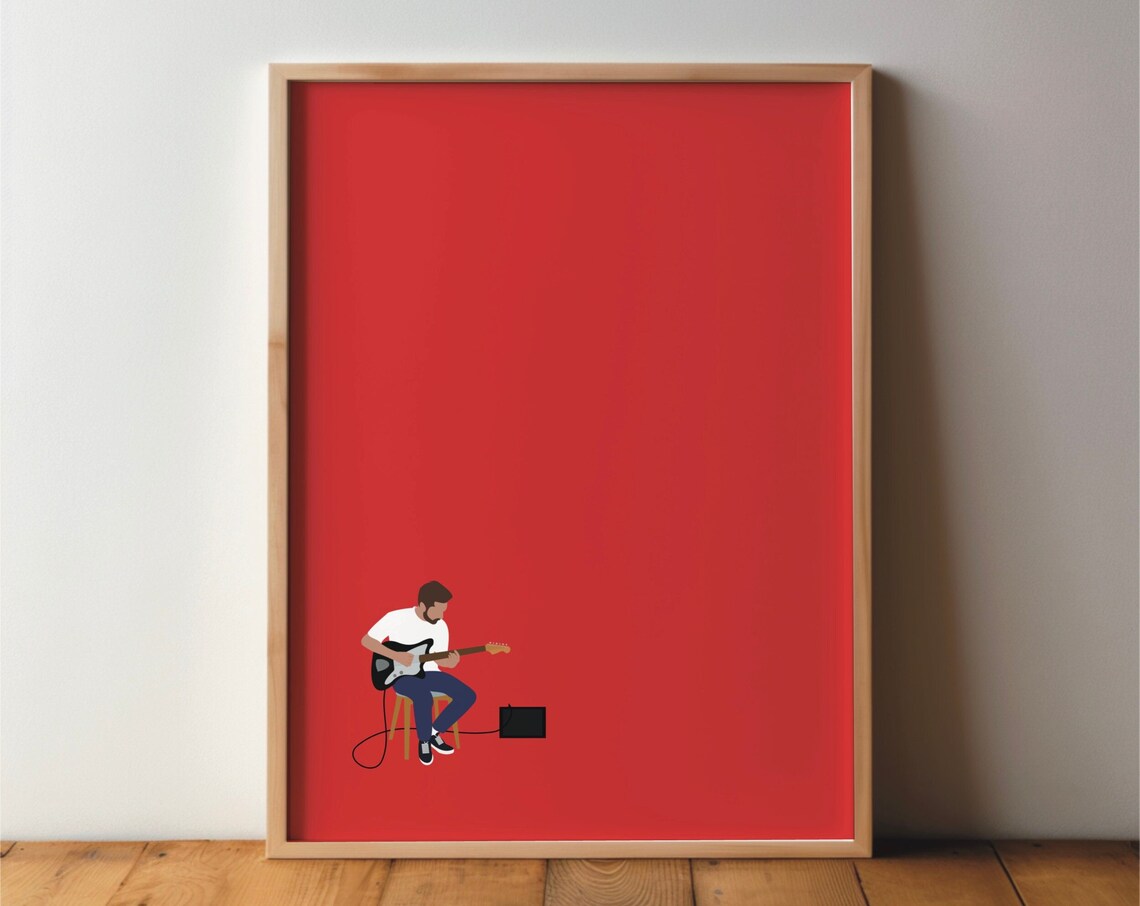 Guitar Player Minimal Modern Music Art Print