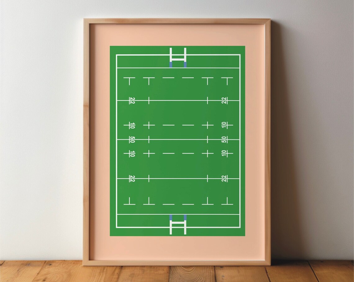 Rugby Sports Field Pop Art Poster, Modern Print