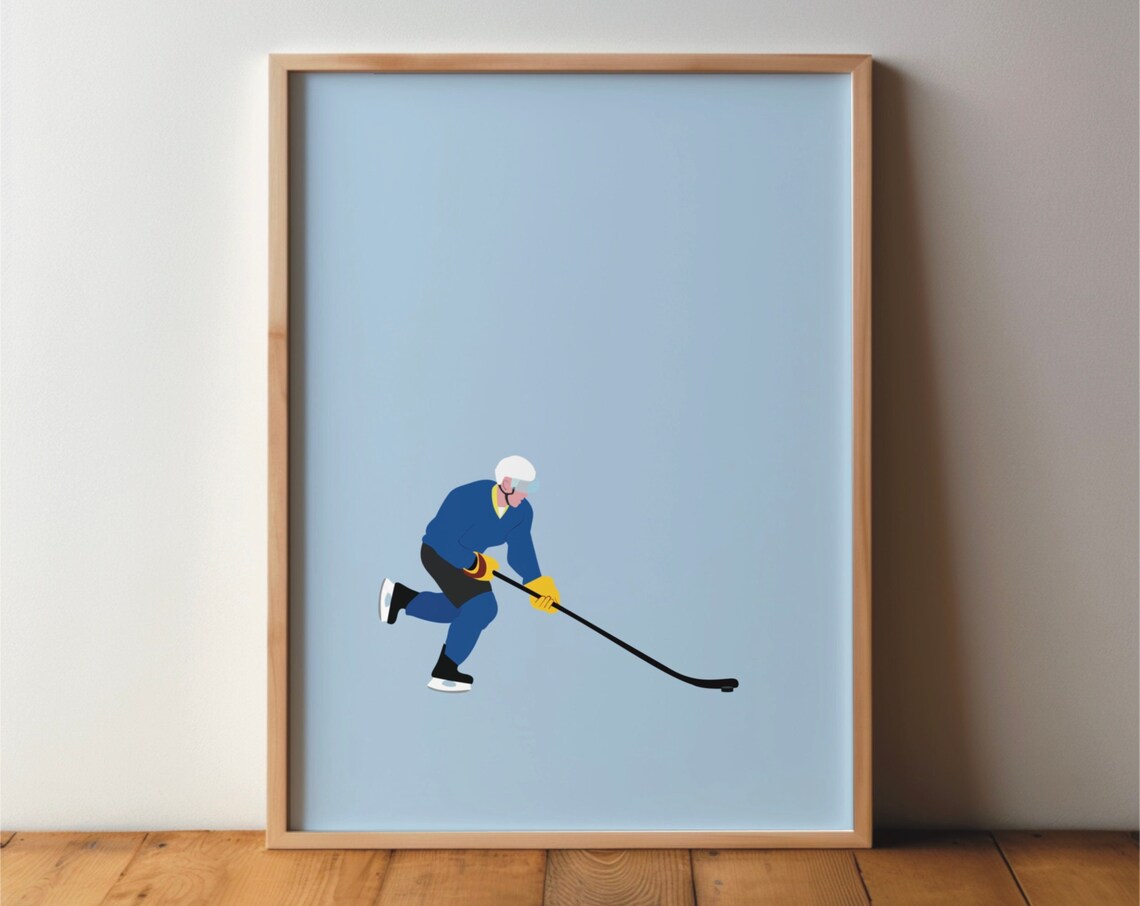 Ice Hockey Player Minimal Modern Art Print