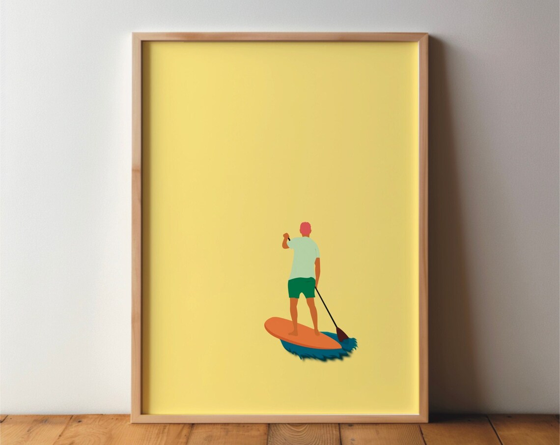 Stand Up Paddle SUP Poster, Minimal Modern Art Print