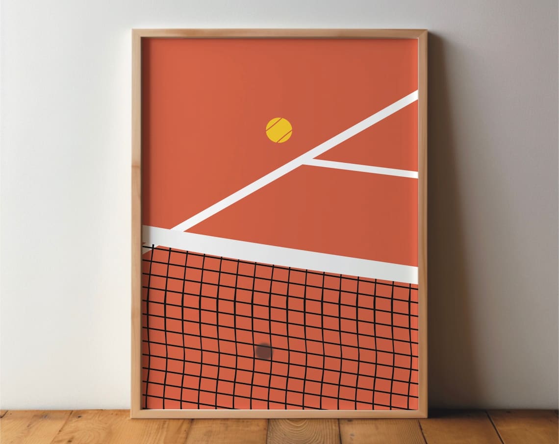 Tennis Sports Field Poster, Minimal Modern Art Print