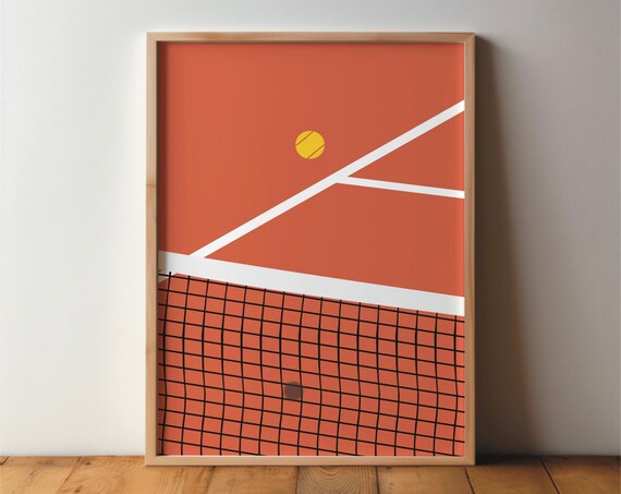 Tennis Sports Field Poster, Minimal Modern Art Print