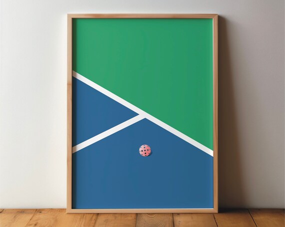 Pickleball Playing Field Minimal Modern Art Print