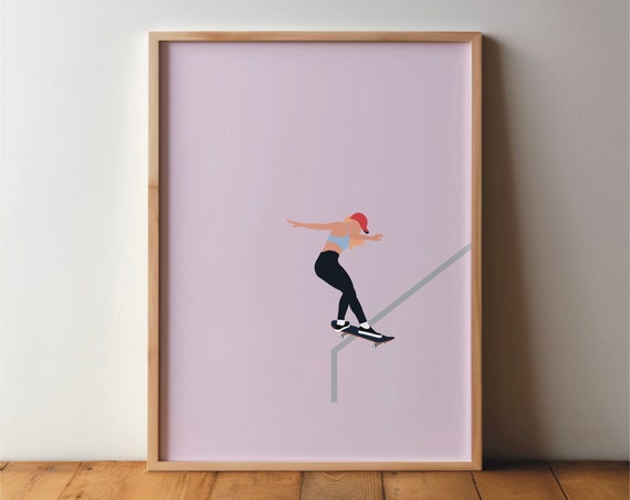 Skateboarder Minimal Modern Sports Art Print