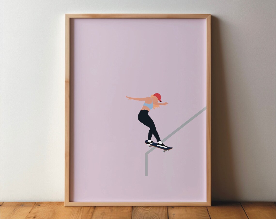Skateboarder Minimal Modern Sports Art Print