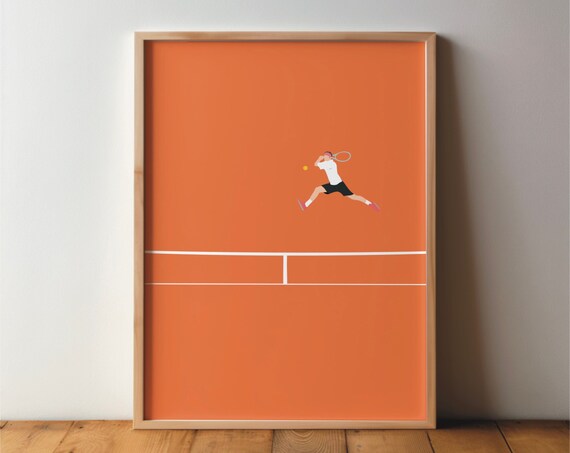 Tennis Player Backhand Poster, Minimal Modern Art