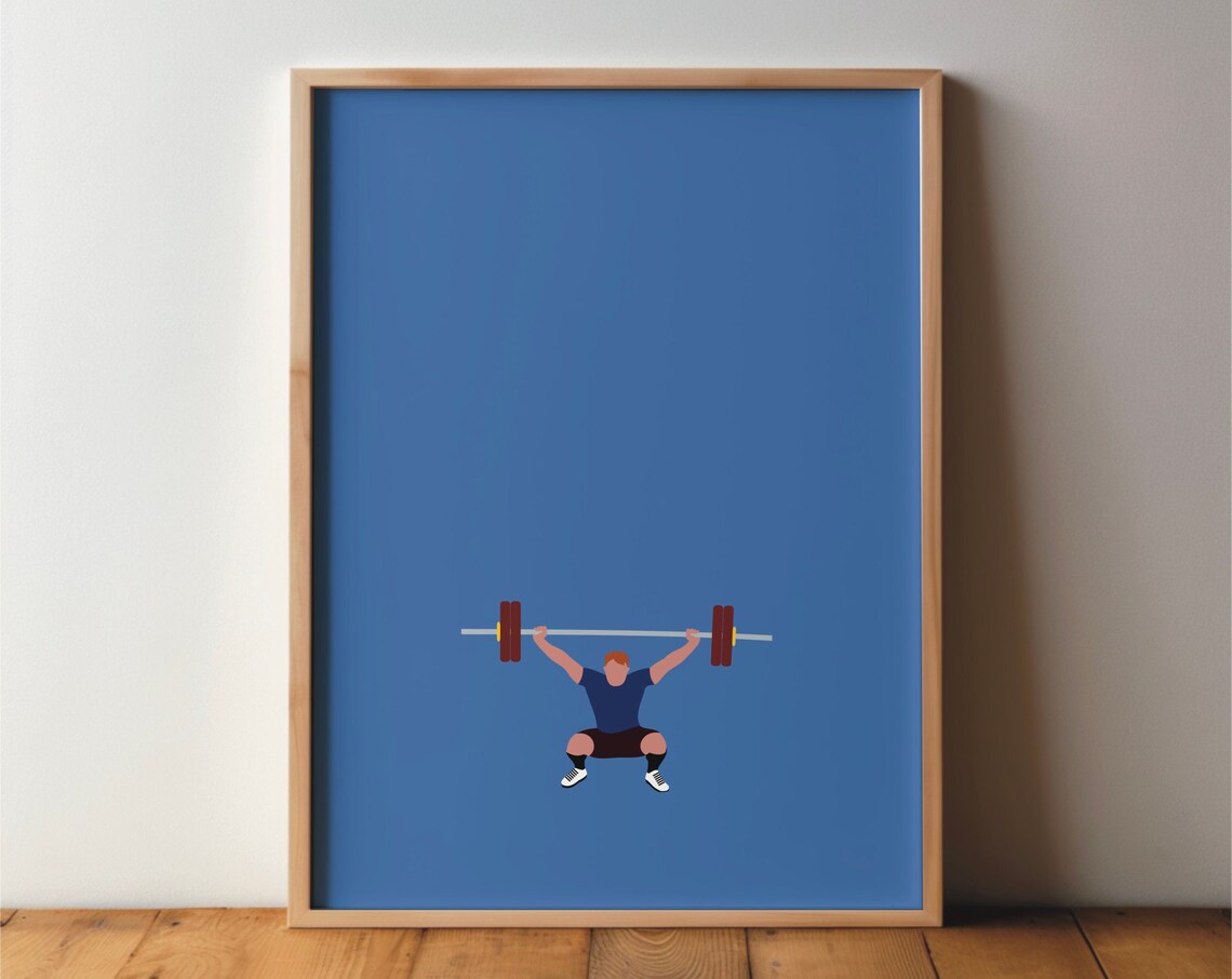 Weightlifting Poster, Minimal Modern Sports Art Print
