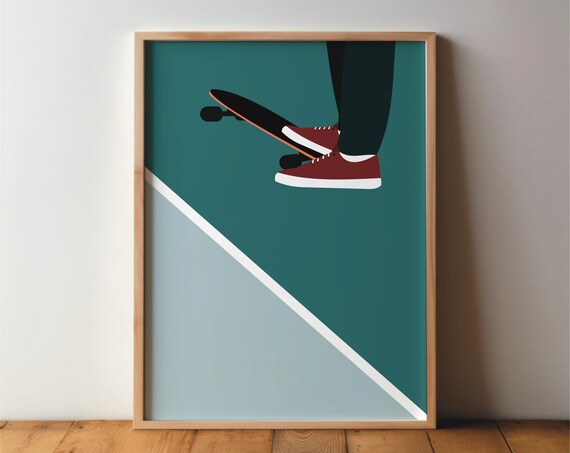 Skateboarder Scene Minimal Sport Wall Art Print