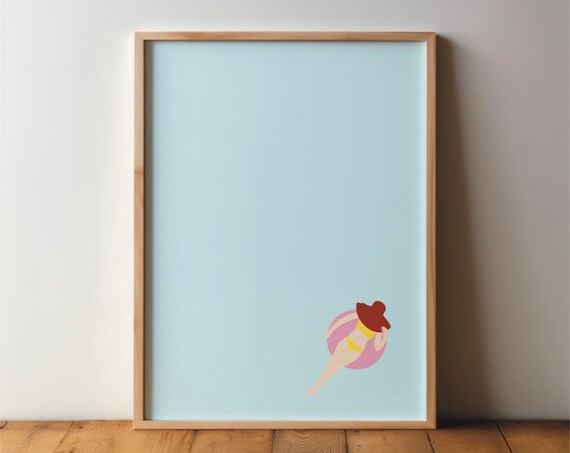 Pool Lady Poster No. 2, Minimal Modern Art Print