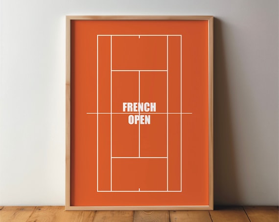French Open Grand Slam Tennis Poster, Minimal Modern