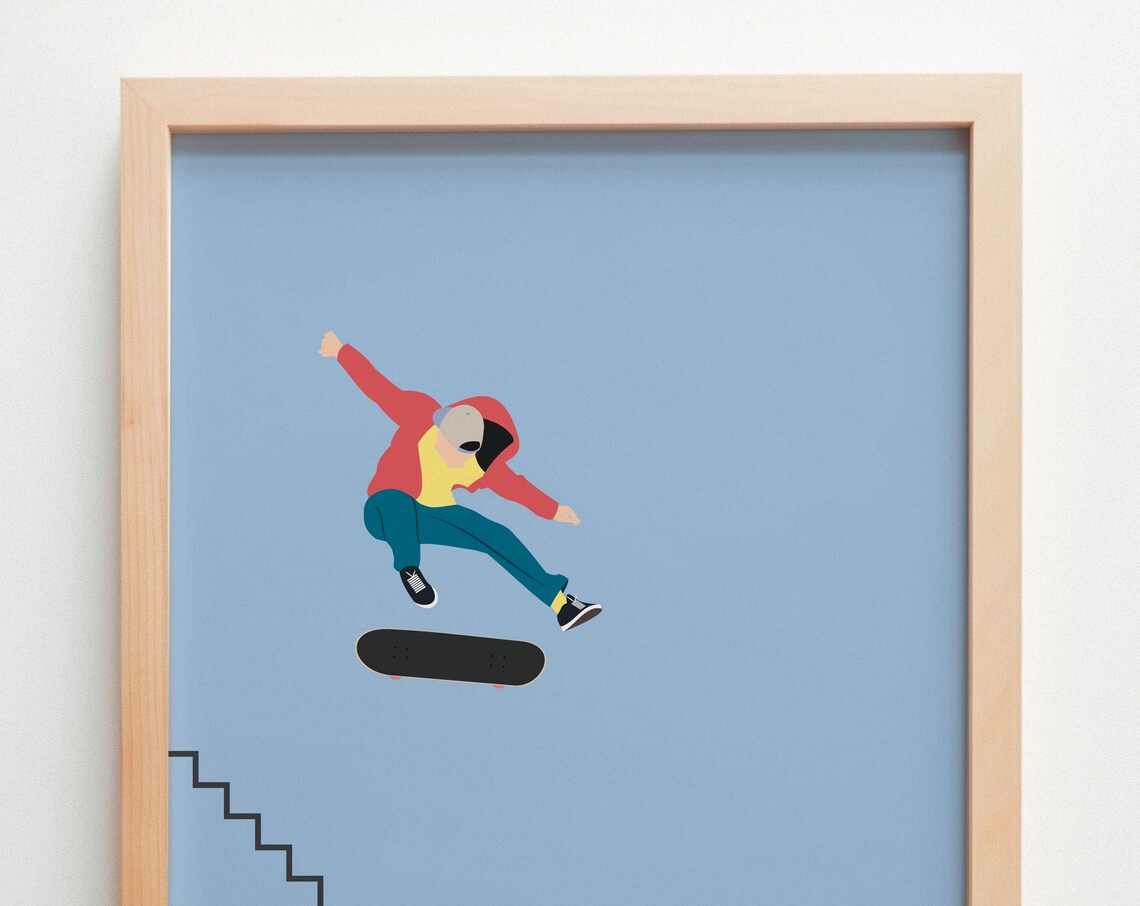 Skateboarder Poster, Minimal Modern Pop Art Print - Image 2