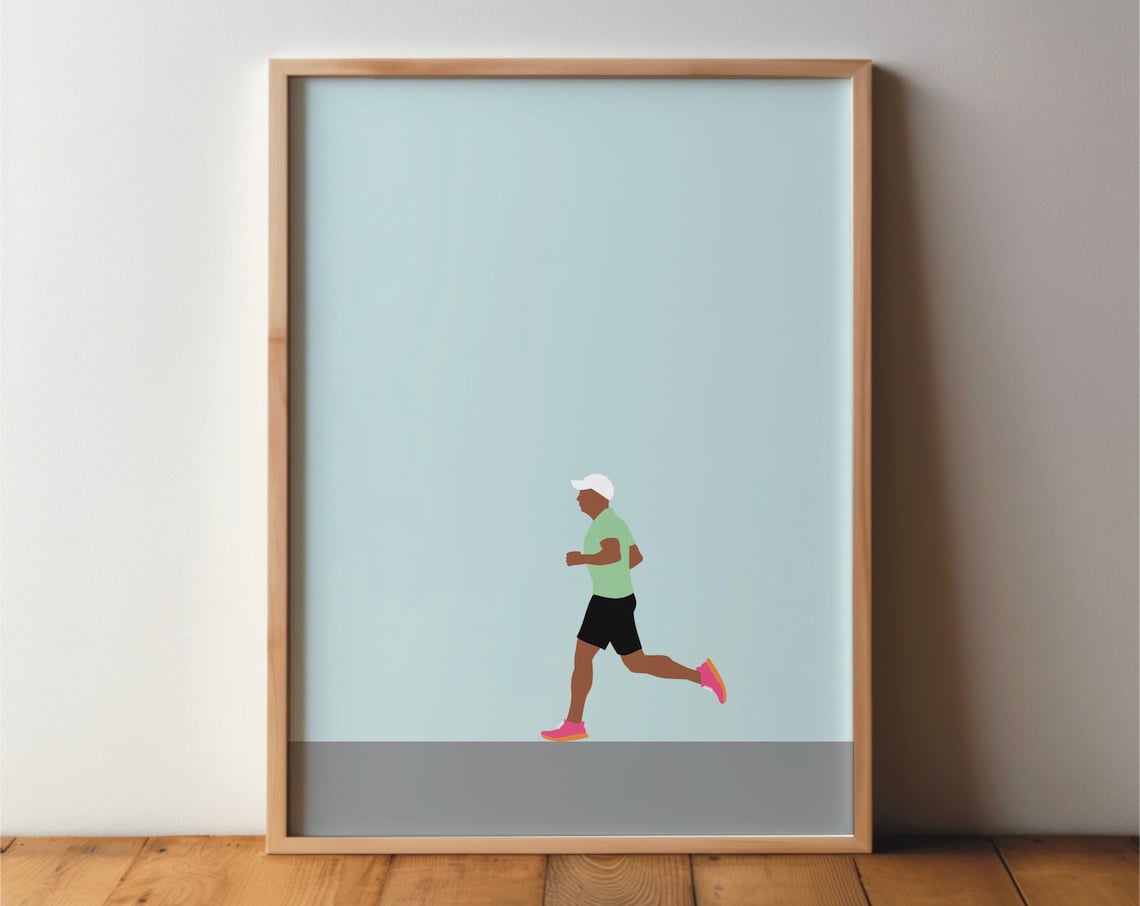 Running Jogger Poster, Minimal Modern Sports Art Print