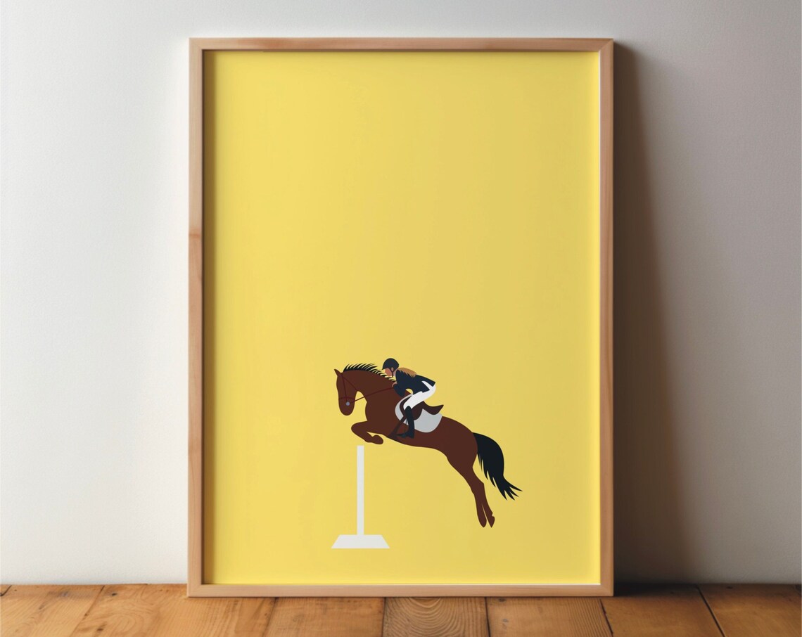 Show Jumping Horse Riding Poster, Minimal Modern Art Print