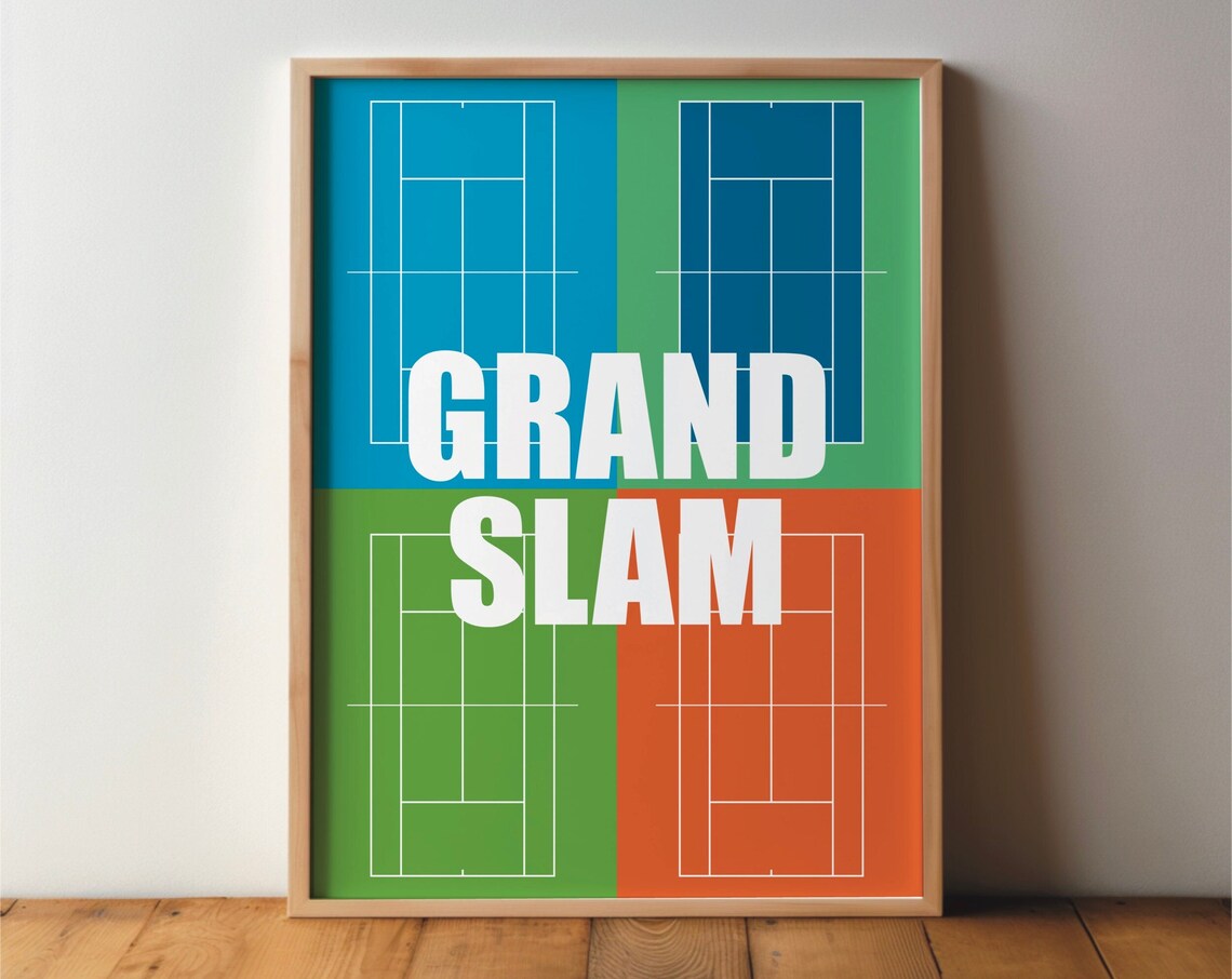 Grand Slam 4 Courts Tennis Sports Poster