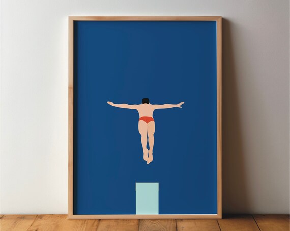 Wasserspringen Turmspringen Schwimmen Pop Art Poster