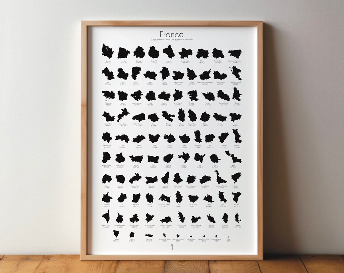 France Departments Minimal Modern Travel Poster
