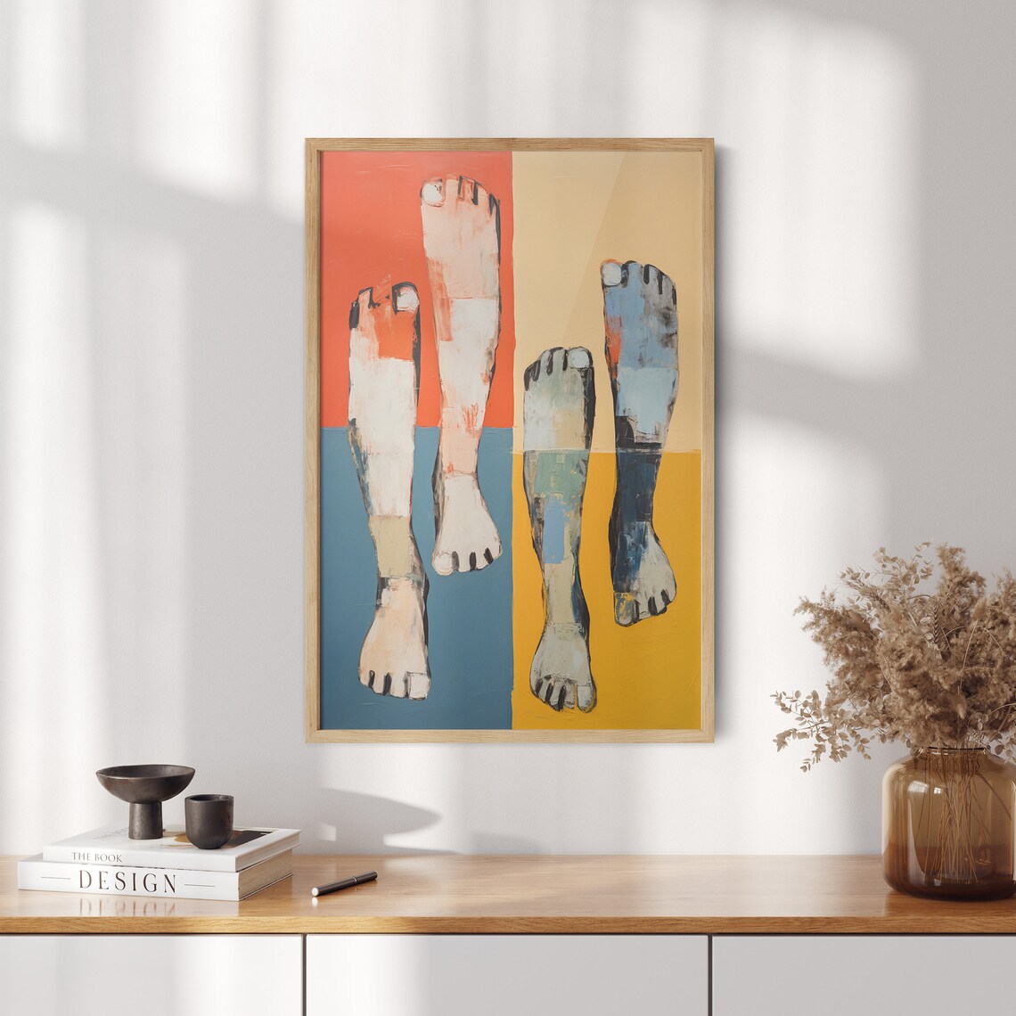 Abstract Legs and Bare Feet Oil Painting Bold Color Block Art Print - Image 2