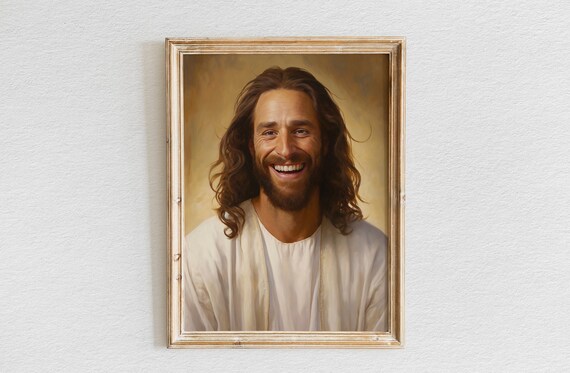 Smiling Jesus Oil Painting Jesus Wall Art Christian Wall Art Jesus Painting Wall Art Jesus Print Bible Verse