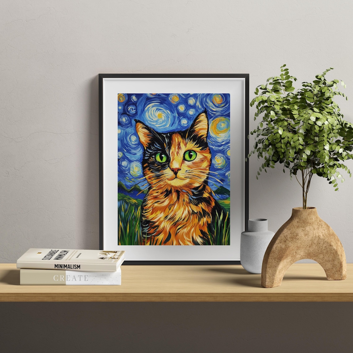 Van Gogh-Inspired Abstract Cat Art Print - Image 3