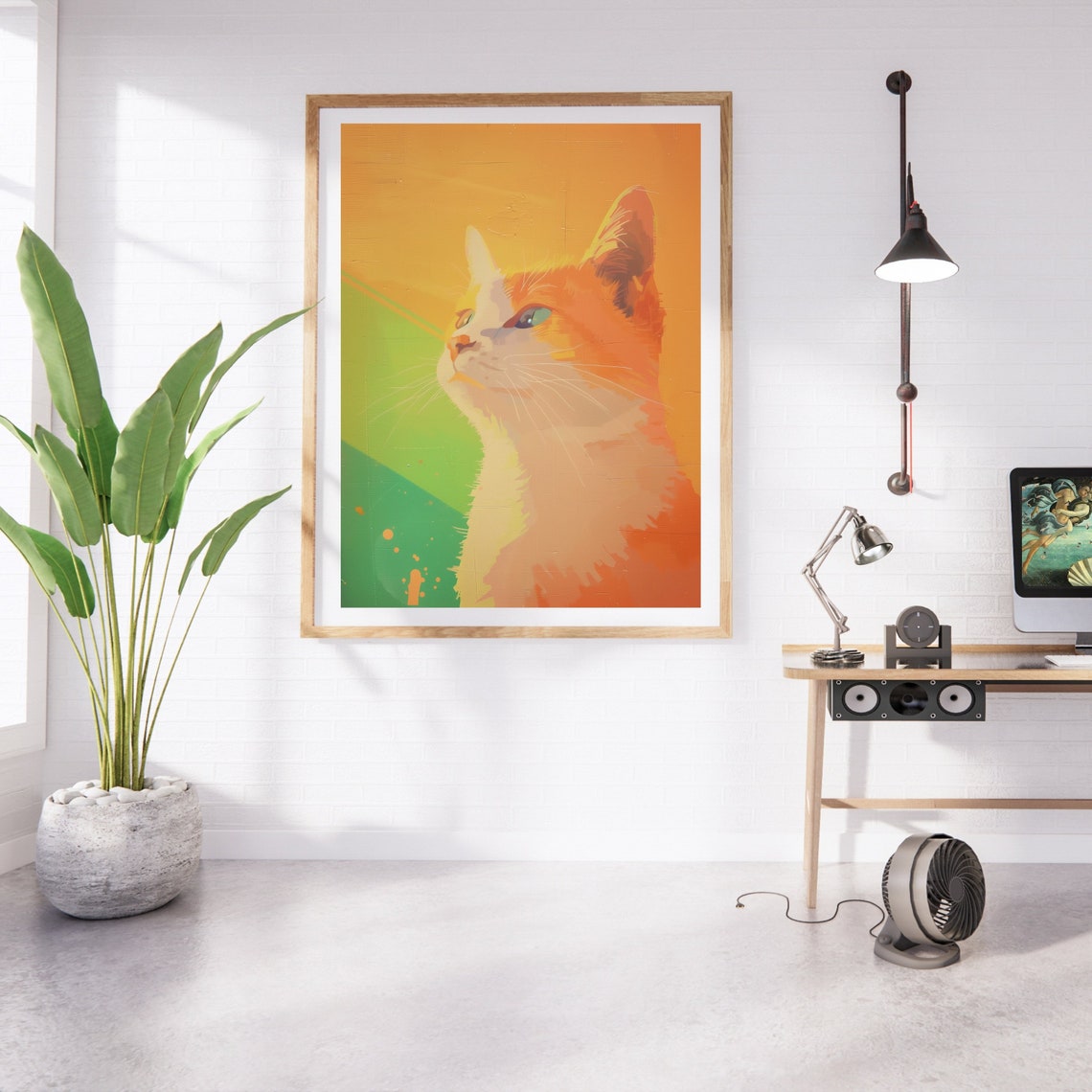 Orange Tabby Cat Portrait Vibrant Sunset Pop Art Style Cat Poster - Image 3