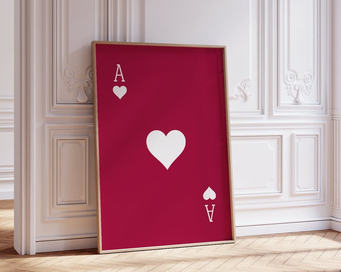 Ace Of Hearts Retro Playing Card Art Print
