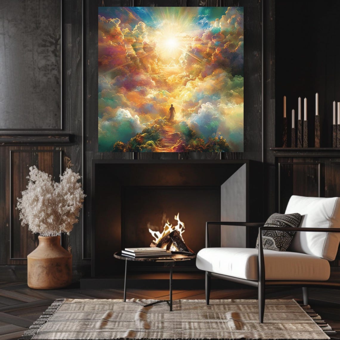 Heavenly Staircase Radiant Clouds Spiritual Journey Wall Poster - Image 3