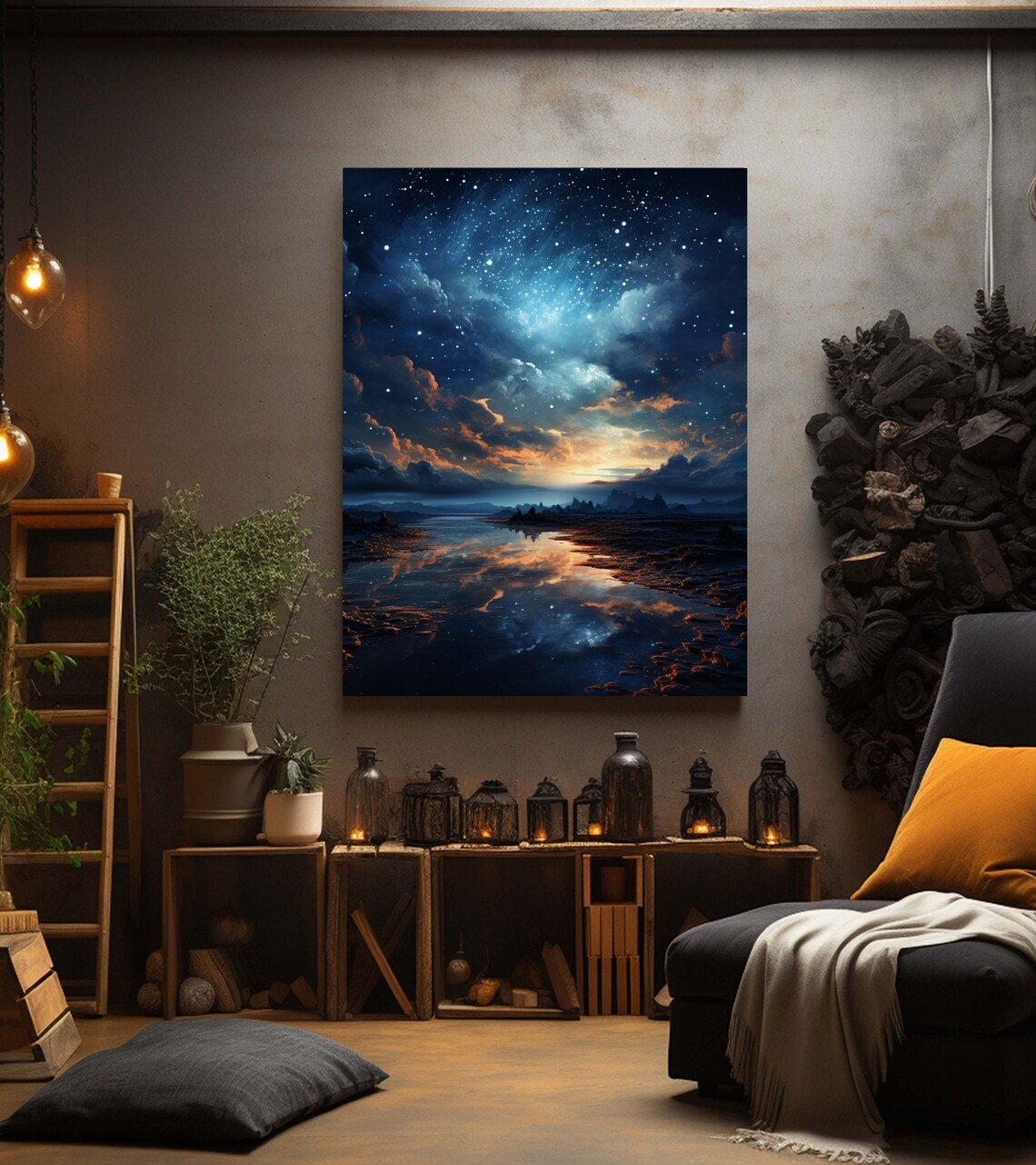 Mystical Night Sky Art Print, Starry Sky Scenery - Image 4