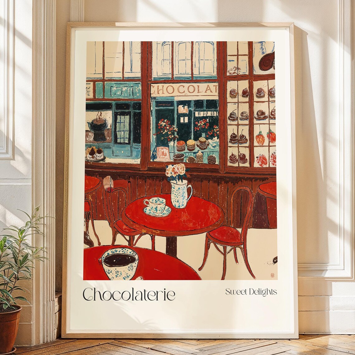 French Chocolaterie Chocolate Shop Cozy Cafe Interior Art Print - Image 2