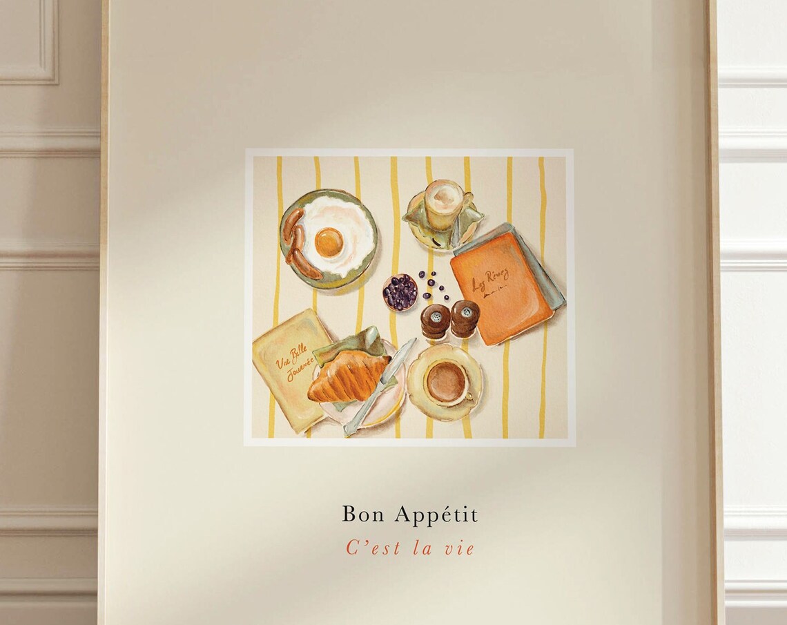 Bon Appetit French Food Poster, Kitchen Wall Art