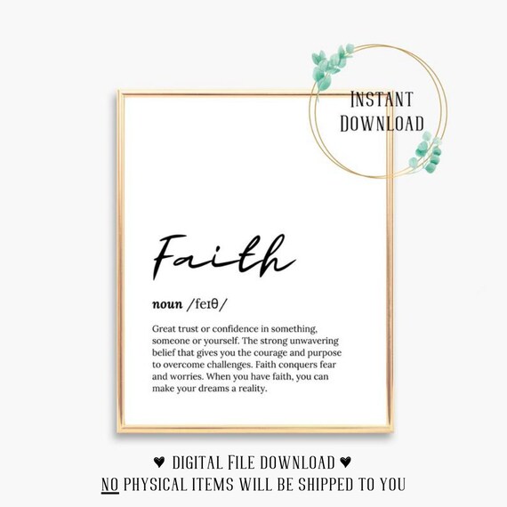 Faith Dictionary Definition Script Font Inspirational Poster