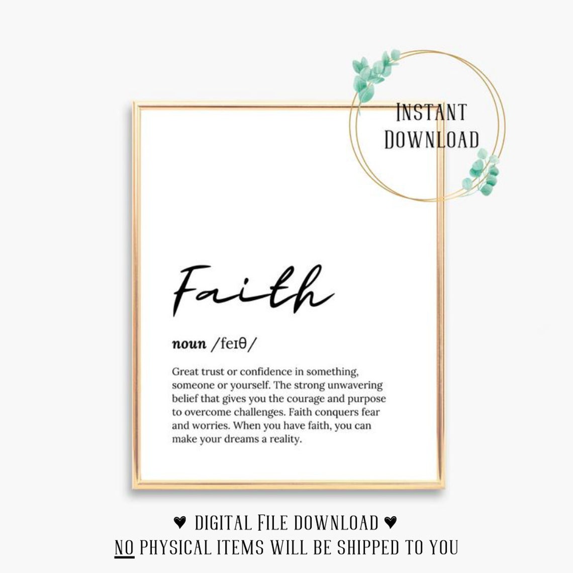 Faith Dictionary Definition Script Font Inspirational Poster