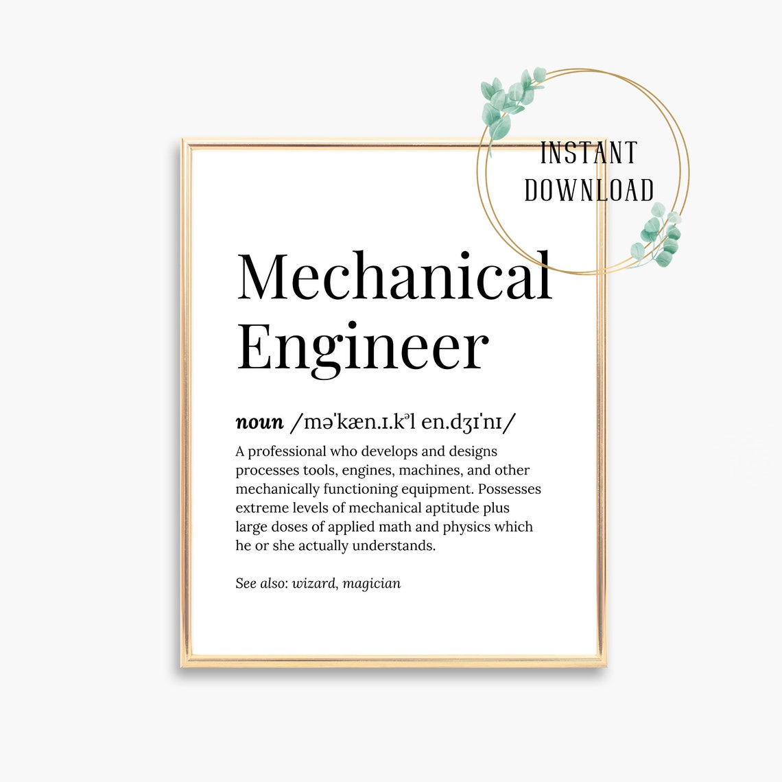 Mechanical Engineer Definition Serif Dictionary Funny Wizard Poster - Image 3