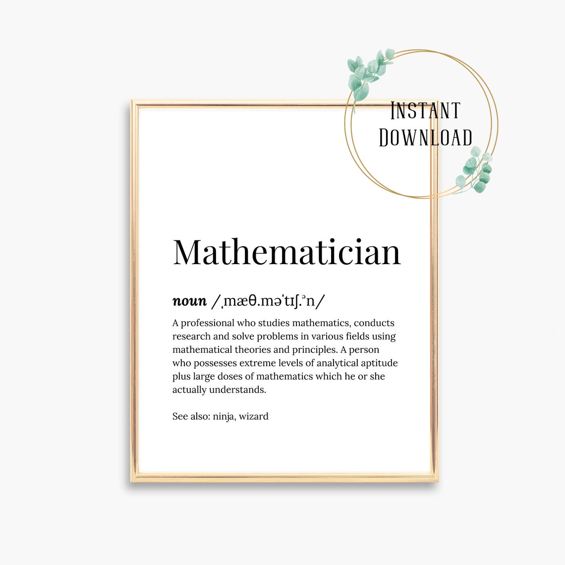 Mathematician Definition Dictionary Serif Funny Ninja Wizard Poster - Image 3