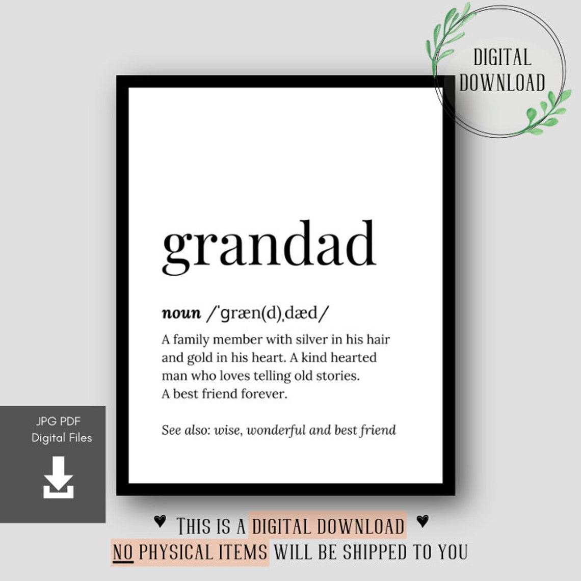 Grandad Dictionary Definition Gift for Best Grandfather Poster - Image 2
