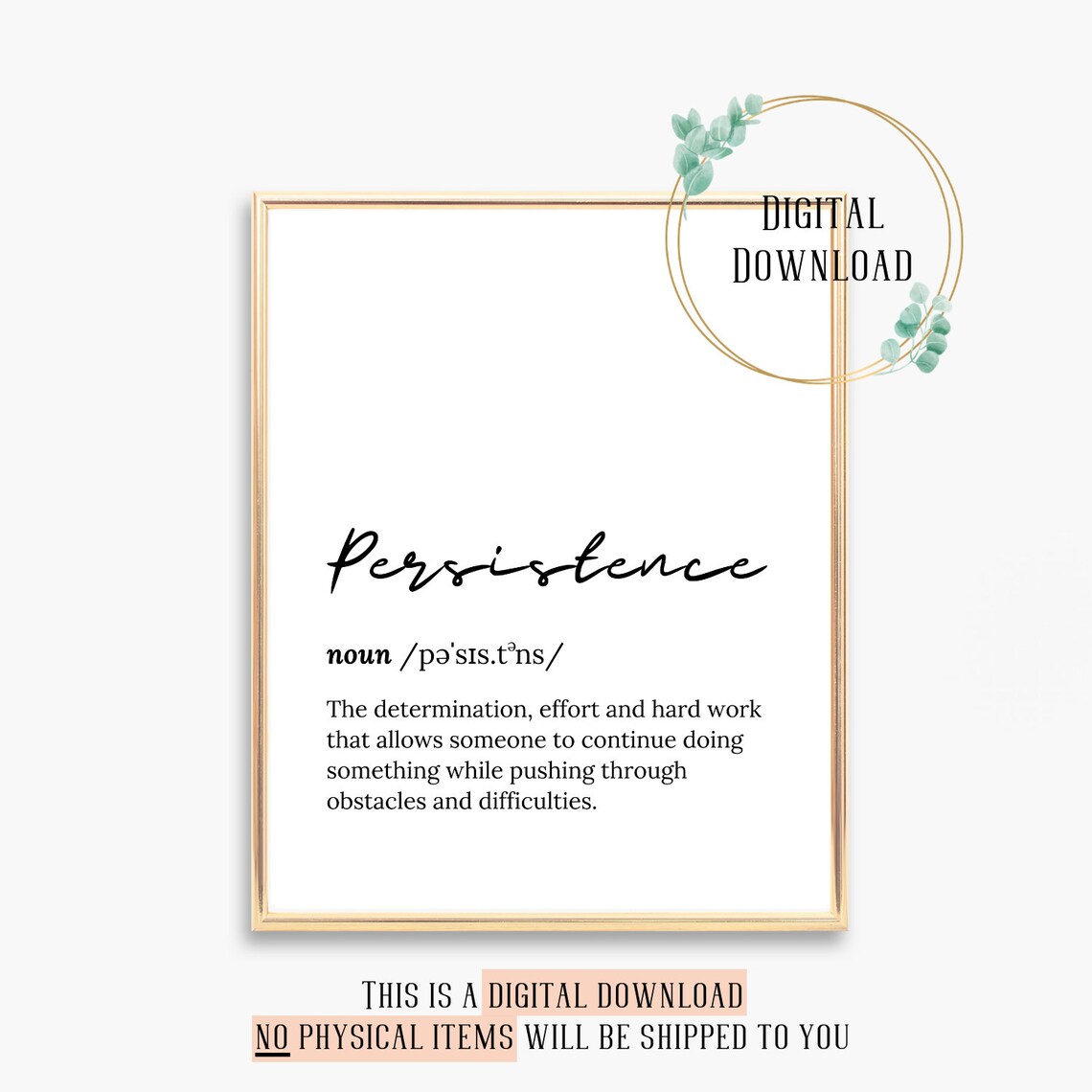 Persistence Definition Meaning Dictionary Script Typography Wall Poster