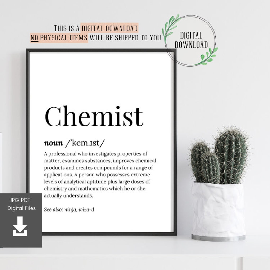 Chemist Definition Dictionary Serif Funny Ninja Wizard Poster Gift
