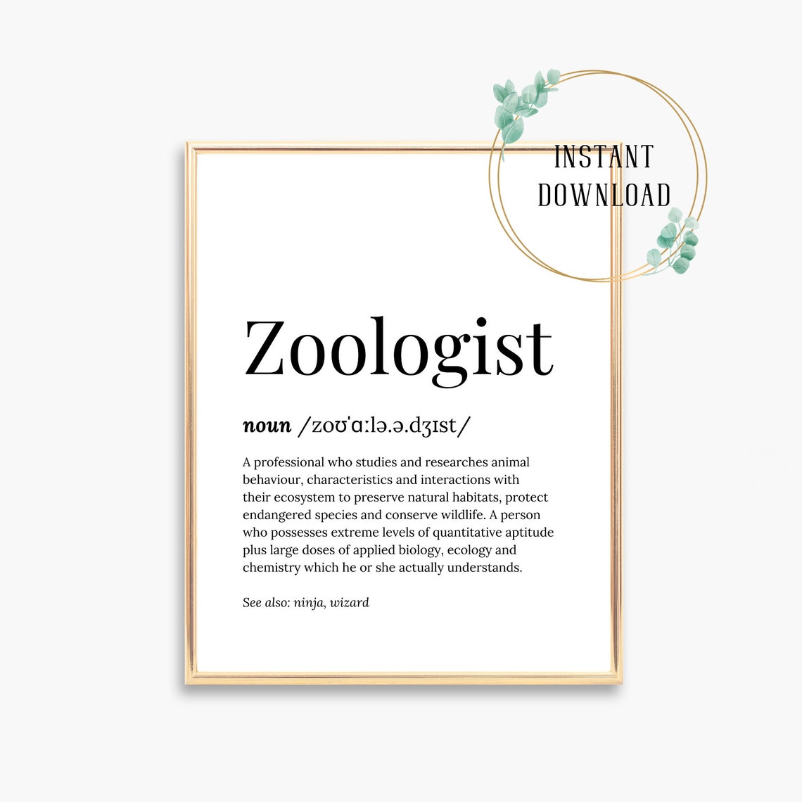 Zoologist Ninja Wizard Dictionary Definition Graduation Gift Poster - Image 3