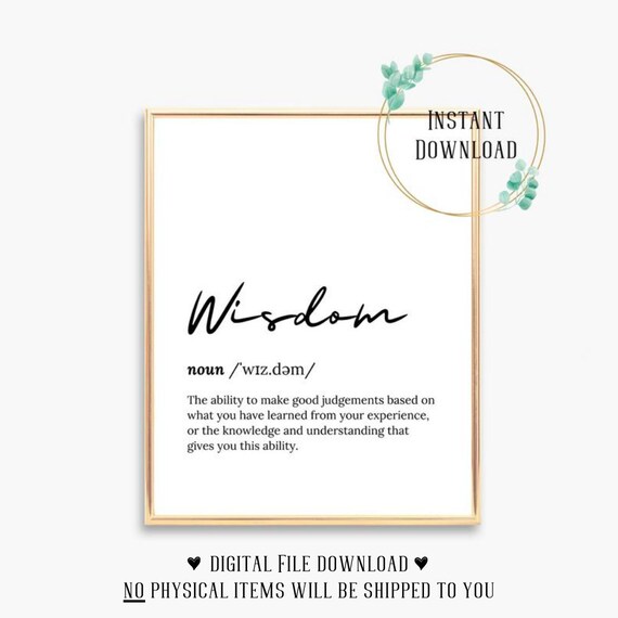 Wisdom Dictionary Definition Script Font Inspirational Poster