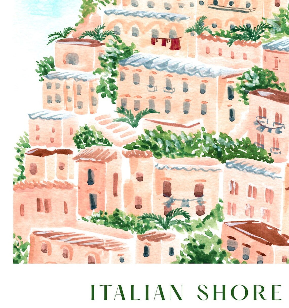 Amalfi Coast Watercolor Travel Poster, Italian Shore - Image 4