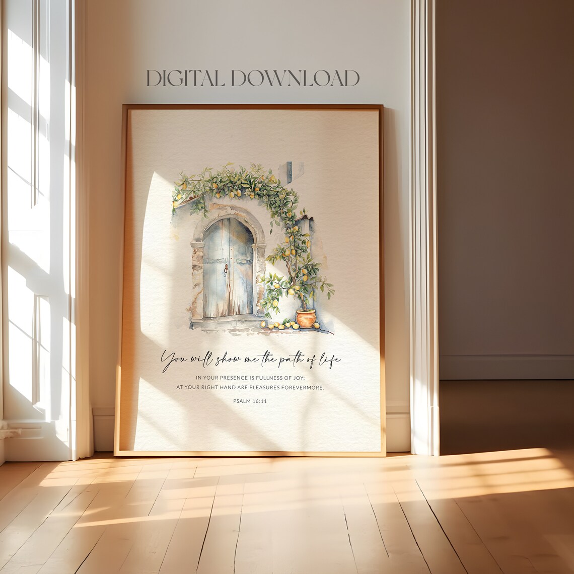 Psalm 16:11 Path of Life Lemon Tree Mediterranean Arch Doorway Poster - Image 2