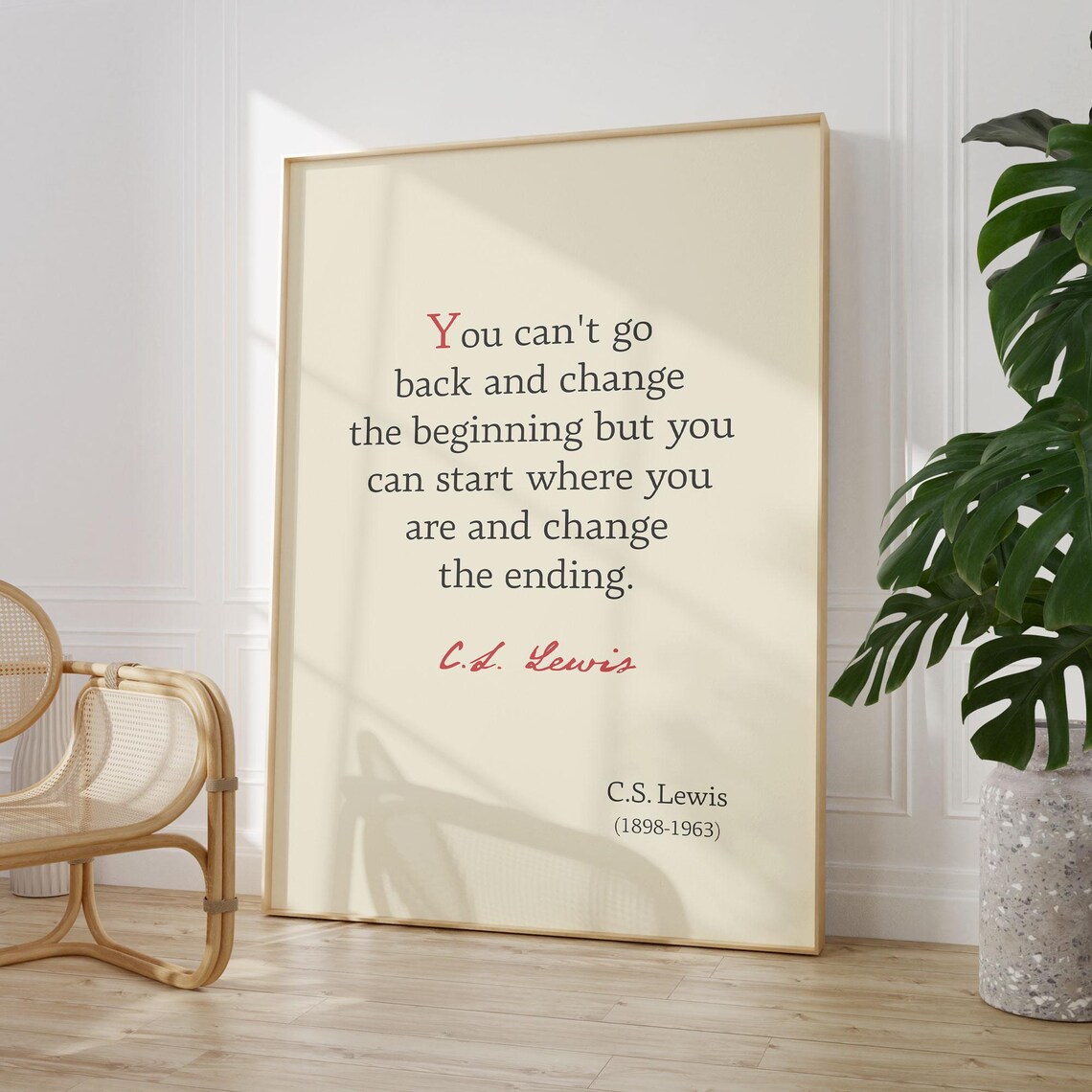 C S Lewis Change The Ending Quote New Beginnings Cream Poster - Image 2